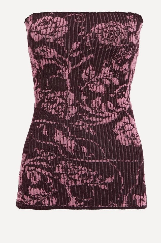 Floral Print Ribbed Top