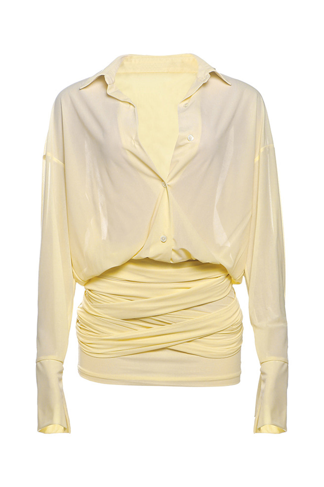 Sandy Ruched Mini Shirt Dress