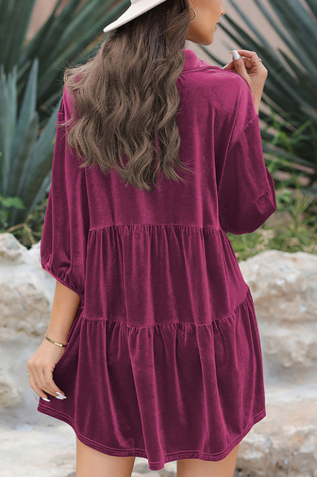 Chestnut Ruffle Velvet Tunic Top