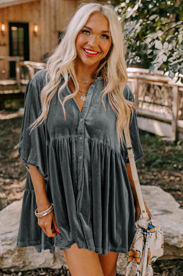 Chestnut Ruffle Velvet Tunic Top