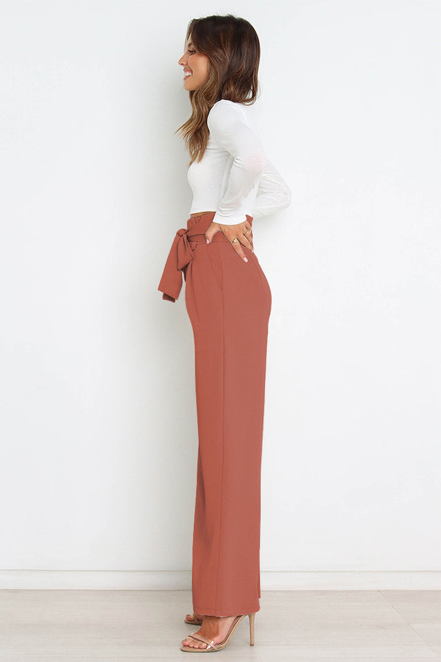 All-Matching Belted Wide-Leg Trouser