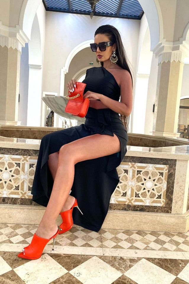 Gathered Single Shoulder Dress