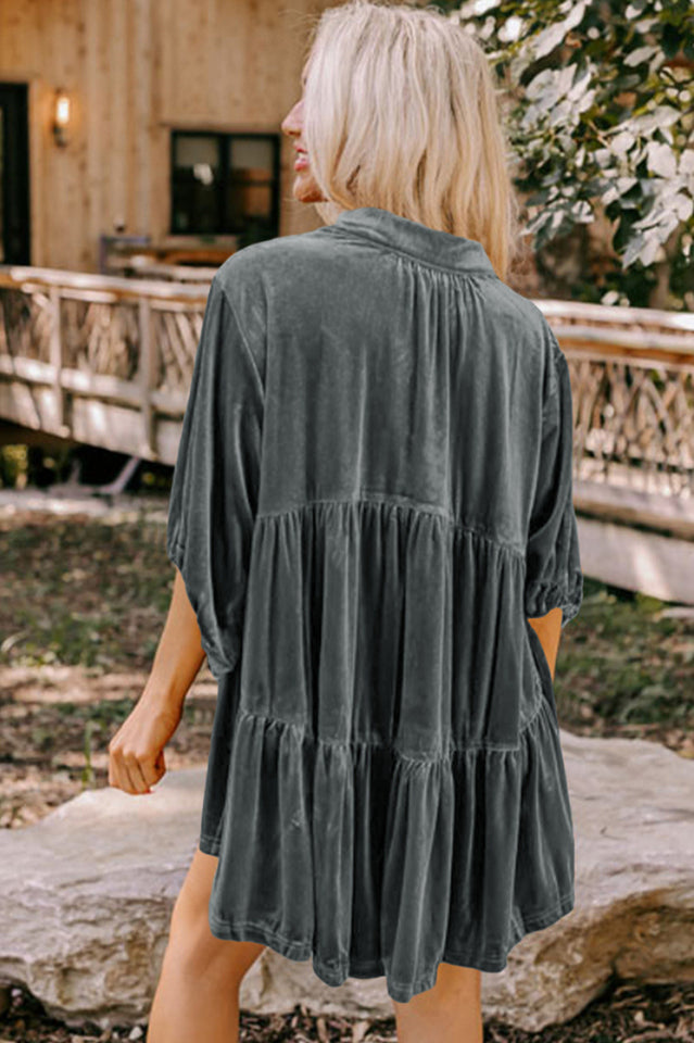 Chestnut Ruffle Velvet Tunic Top