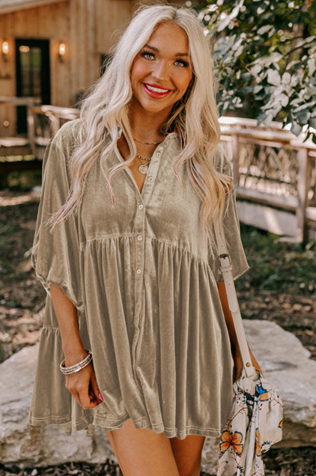 Chestnut Ruffle Velvet Tunic Top