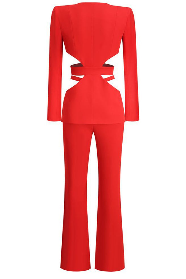Madeline Red Cutout Jumpsuit Set