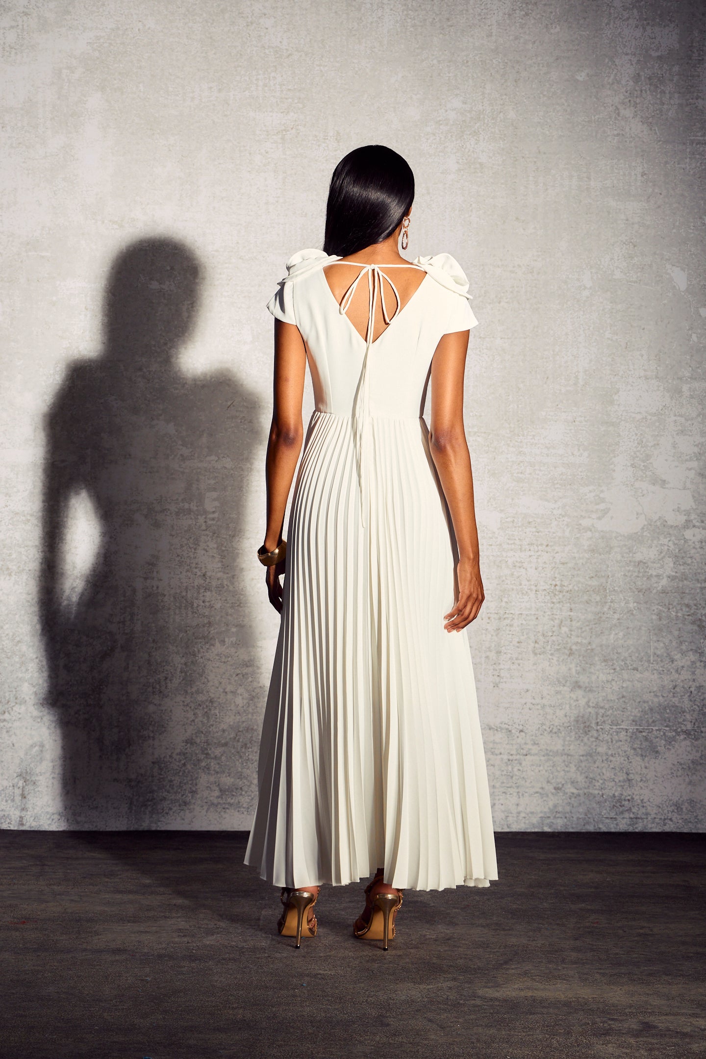 Grace V-neck Floral Pleated Maxi Dress