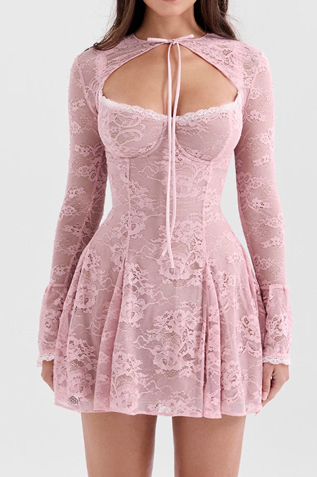 Alice Pink Lace Mini Dress FOIOR alice-pink-lace-mini-dress-foior