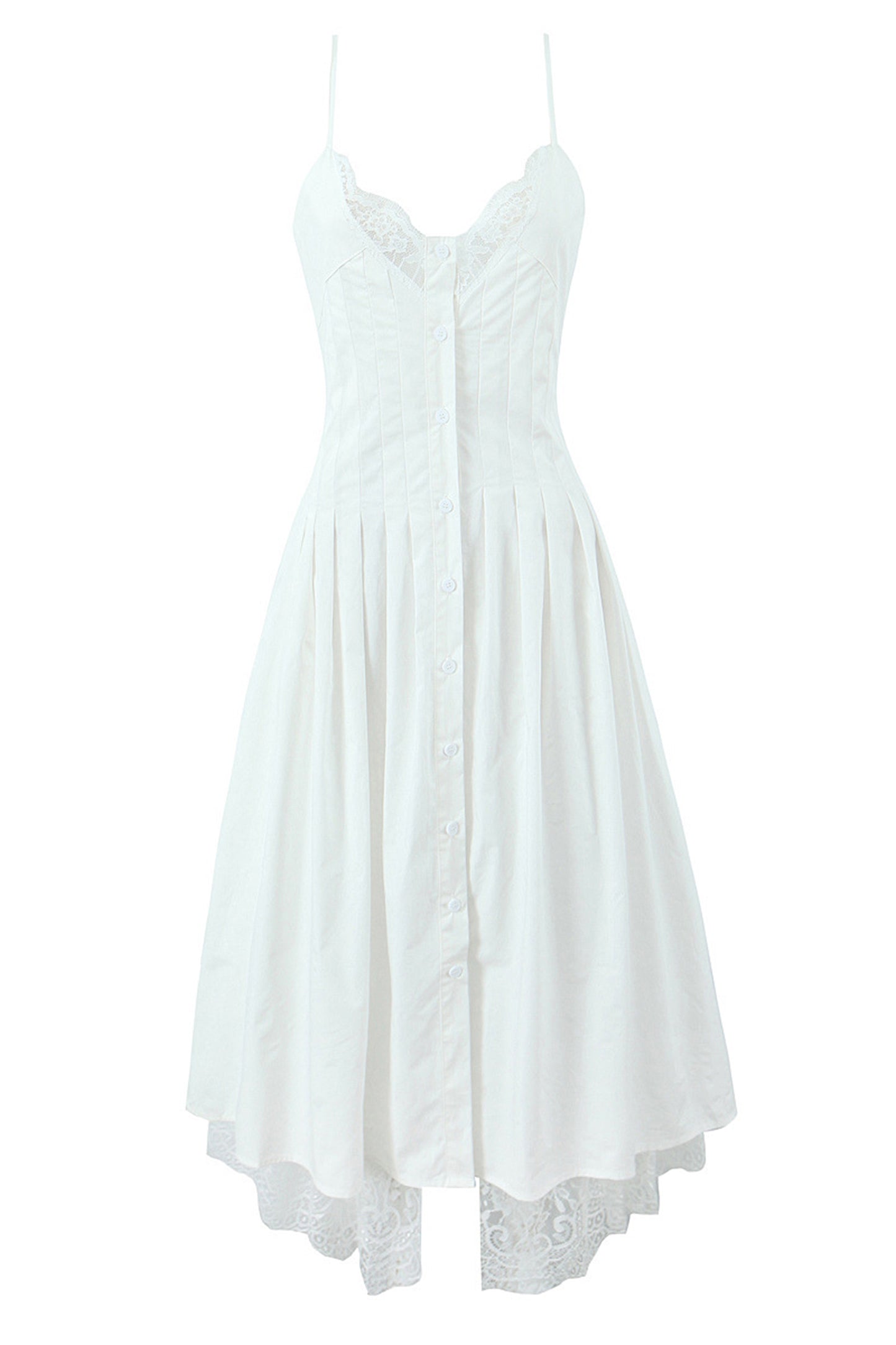 Tasha Lace Trim Spaghetti Strap Midi Dress