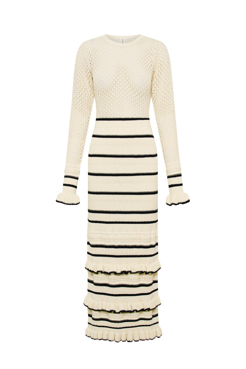 Audrey Stripe Ribbed Knit Maxi Dress