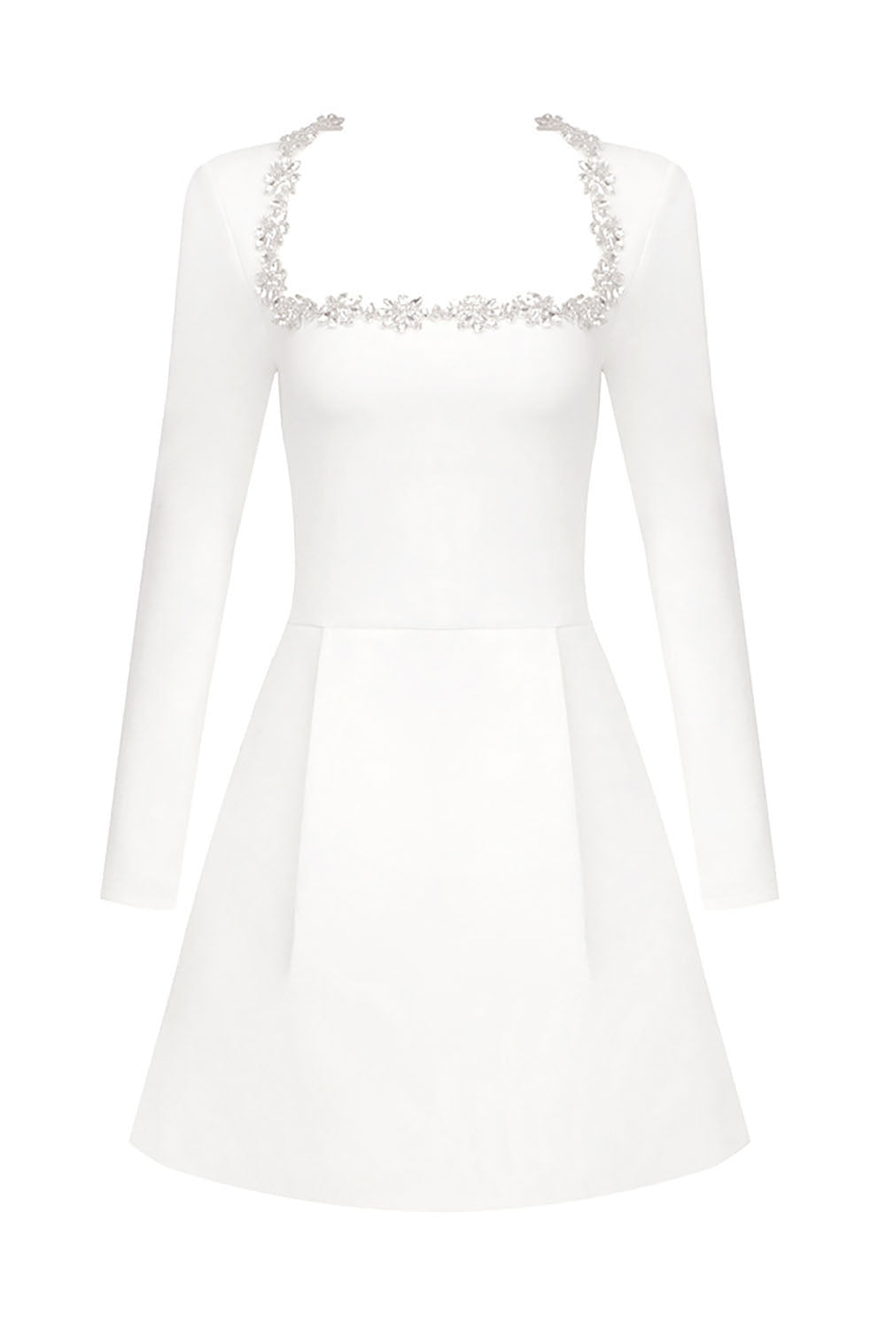 Alexia Square Collar Rhinestone Trim Mini Dress