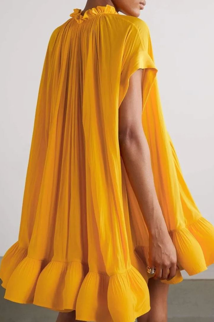 Basia Cape-effect Ruffle Mini Dress