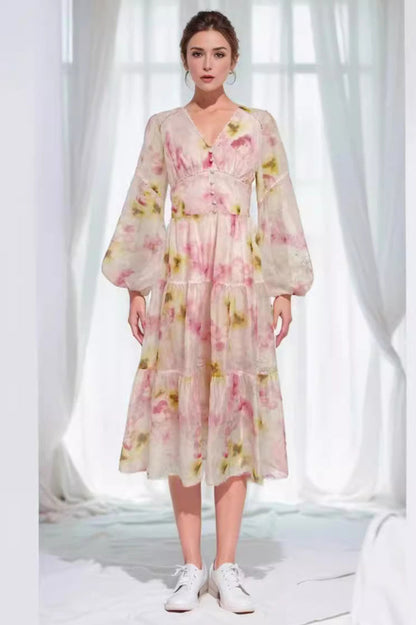 Elegant Floral Tea Dress