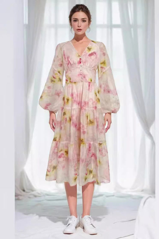 Elegant Floral Tea Dress