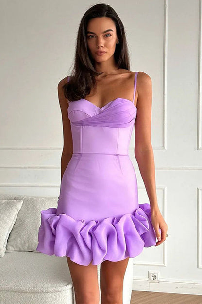 Draped Ruffle Mini Bustier Dress