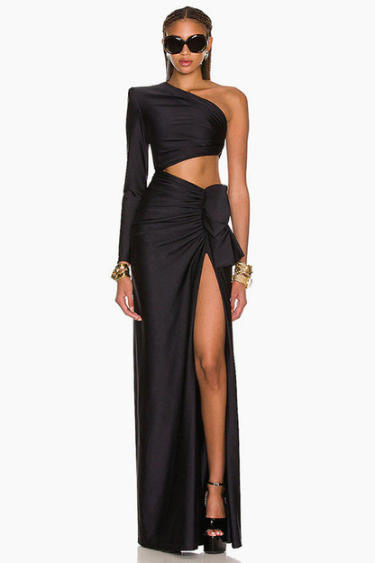 Gathered Single Shoulder Dress