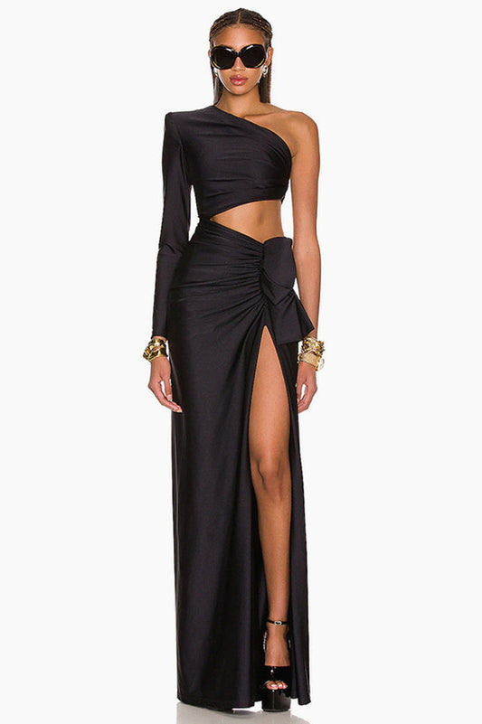 Gathered Single Shoulder Dress