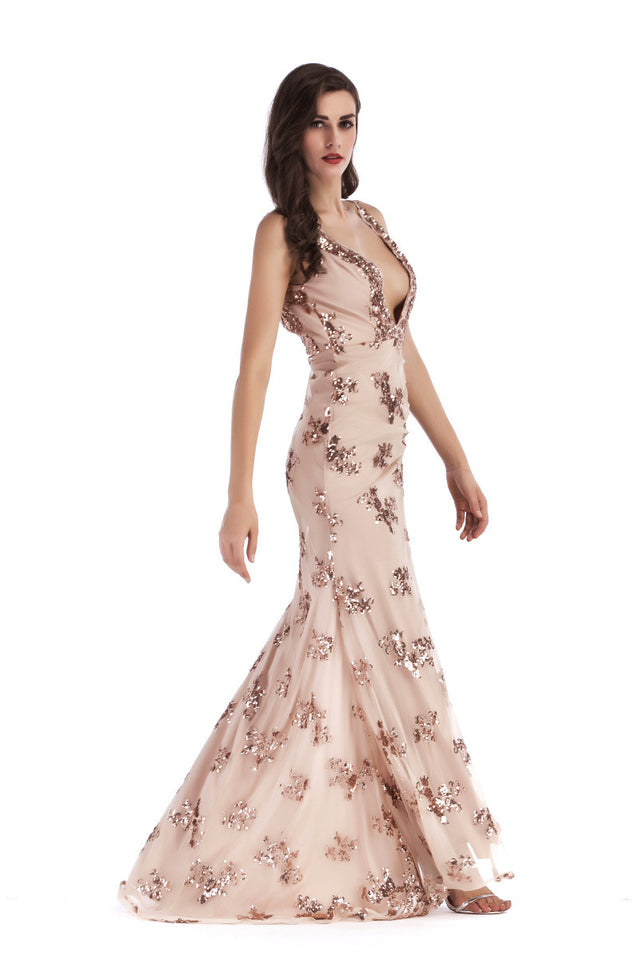 Backless Maxi Sequin Dress
