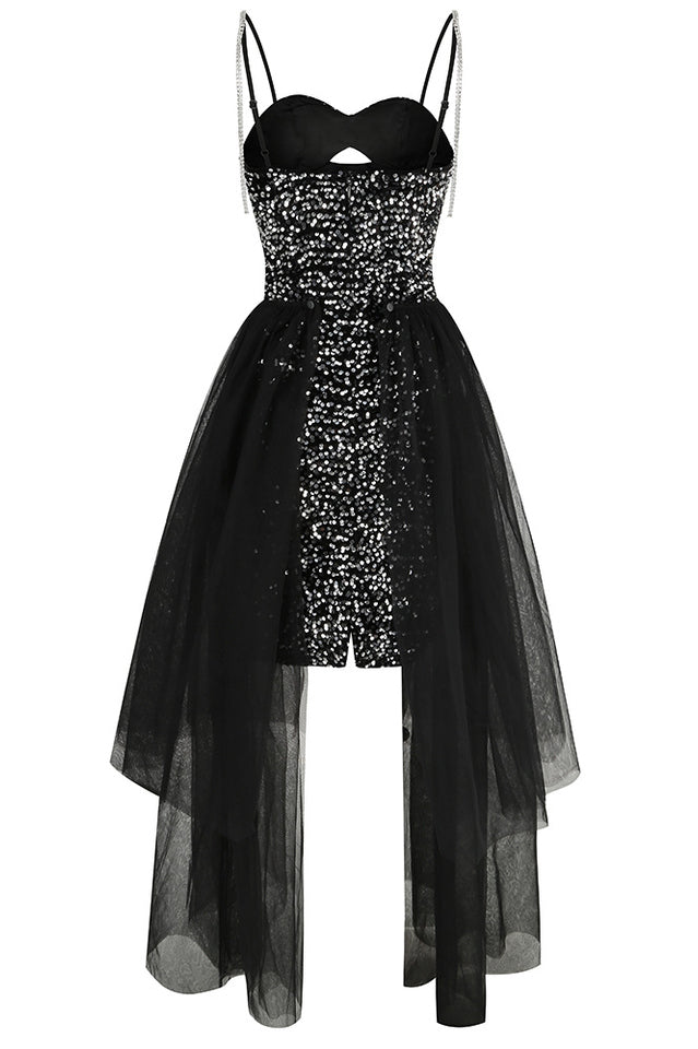 Ariel Black Sequin Diamante Dress