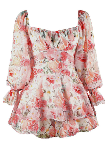 Flora Shirred Sleeves Romper