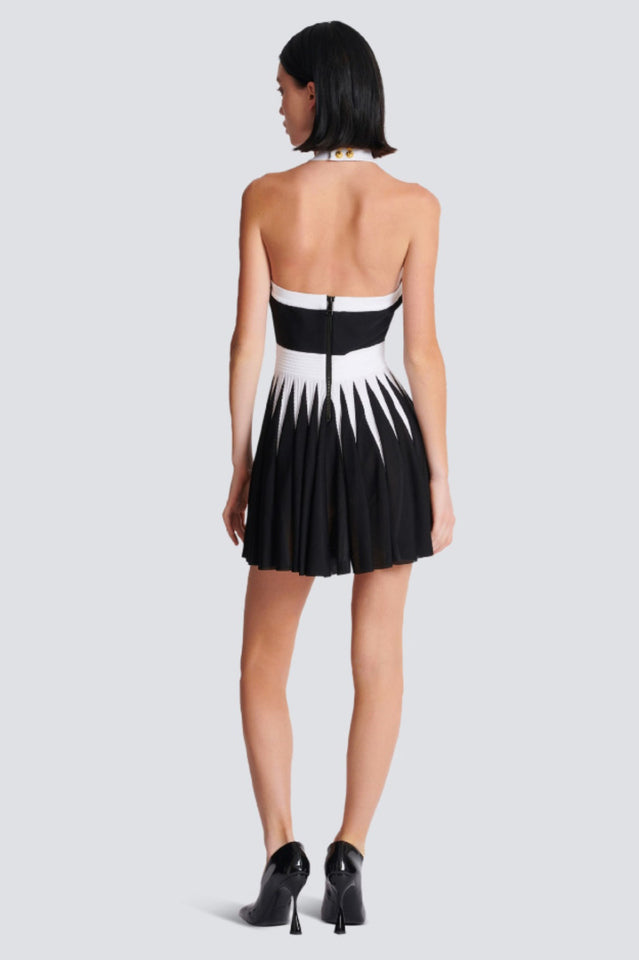 Backless Knit Dress With Rose Detail
