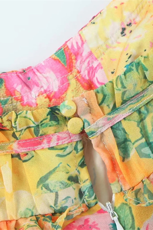 Chiffon Floral Print Empire Waist Mini Dress FOIOR Chiffon Floral Print Empire Waist Mini Dress FOIOR