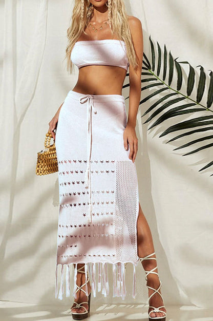 Hazel Crochet Top + Skirt Set