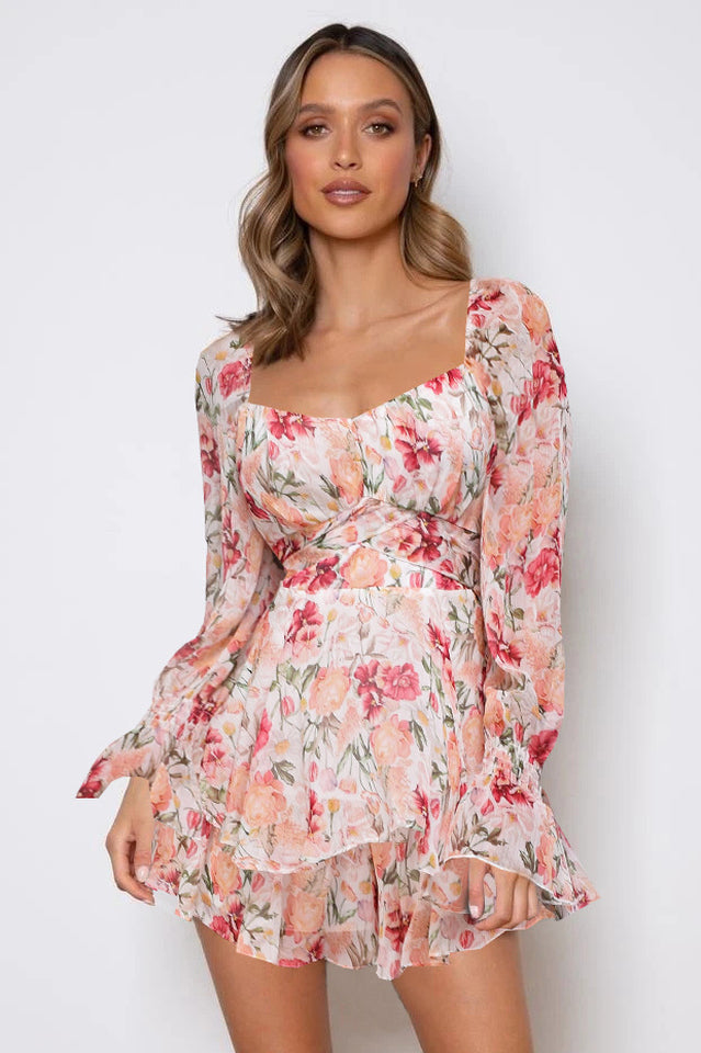 Flora Shirred Sleeves Romper