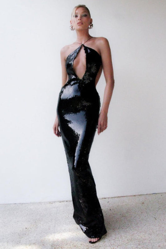 Darcy Backless Cutout Sequin Dress