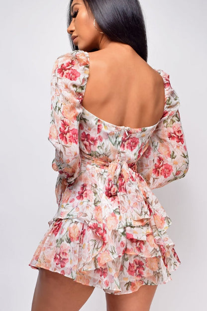 Flora Shirred Sleeves Romper