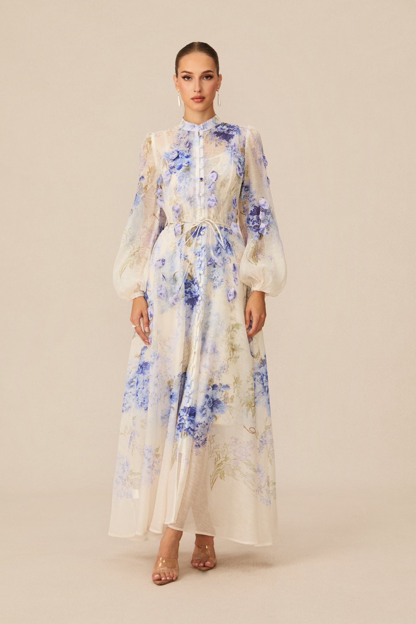 Moment of Beauty Blue Floral Print Maxi Dress
