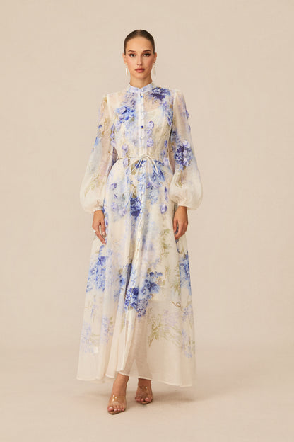 Moment of Beauty Blue Floral Print Maxi Dress