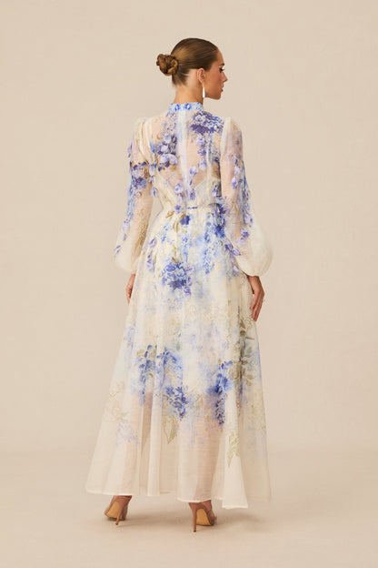 Moment of Beauty Blue Floral Print Maxi Dress