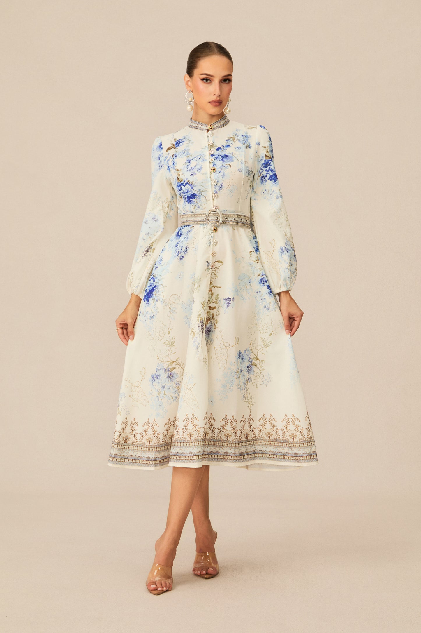 Most Beautiful Day White Floral Print Midi Dress