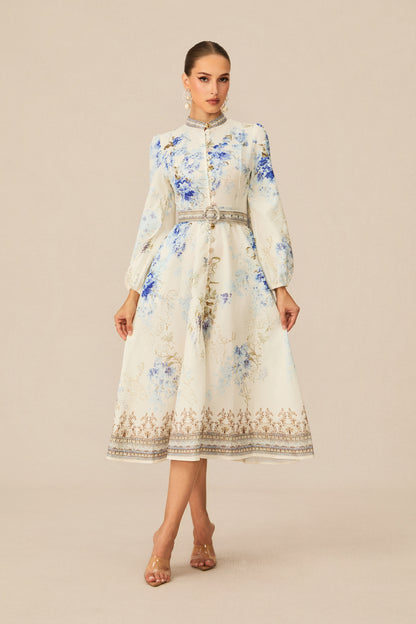 Most Beautiful Day White Floral Print Midi Dress