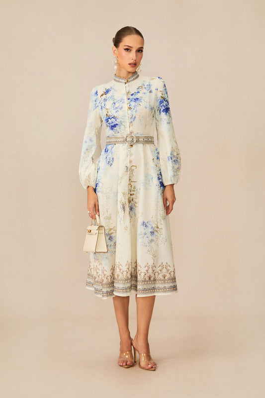 Most Beautiful Day White Floral Print Midi Dress
