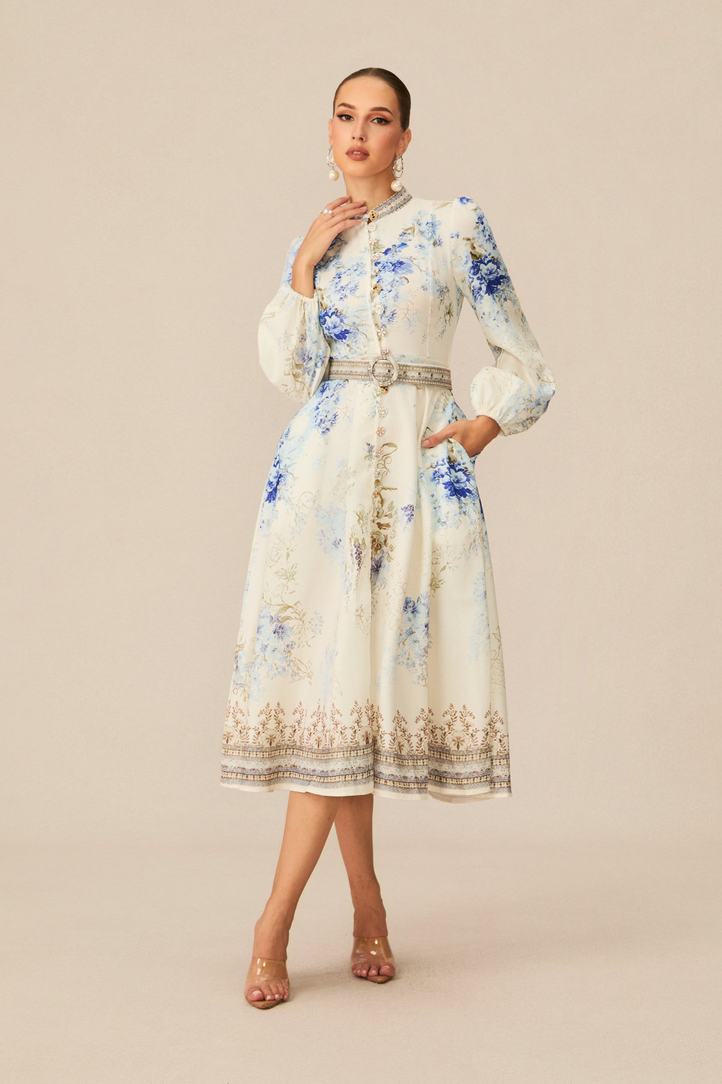 Most Beautiful Day White Floral Print Midi Dress