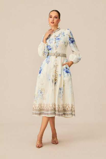 Most Beautiful Day White Floral Print Midi Dress