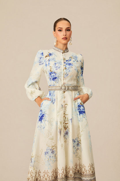 Most Beautiful Day White Floral Print Midi Dress