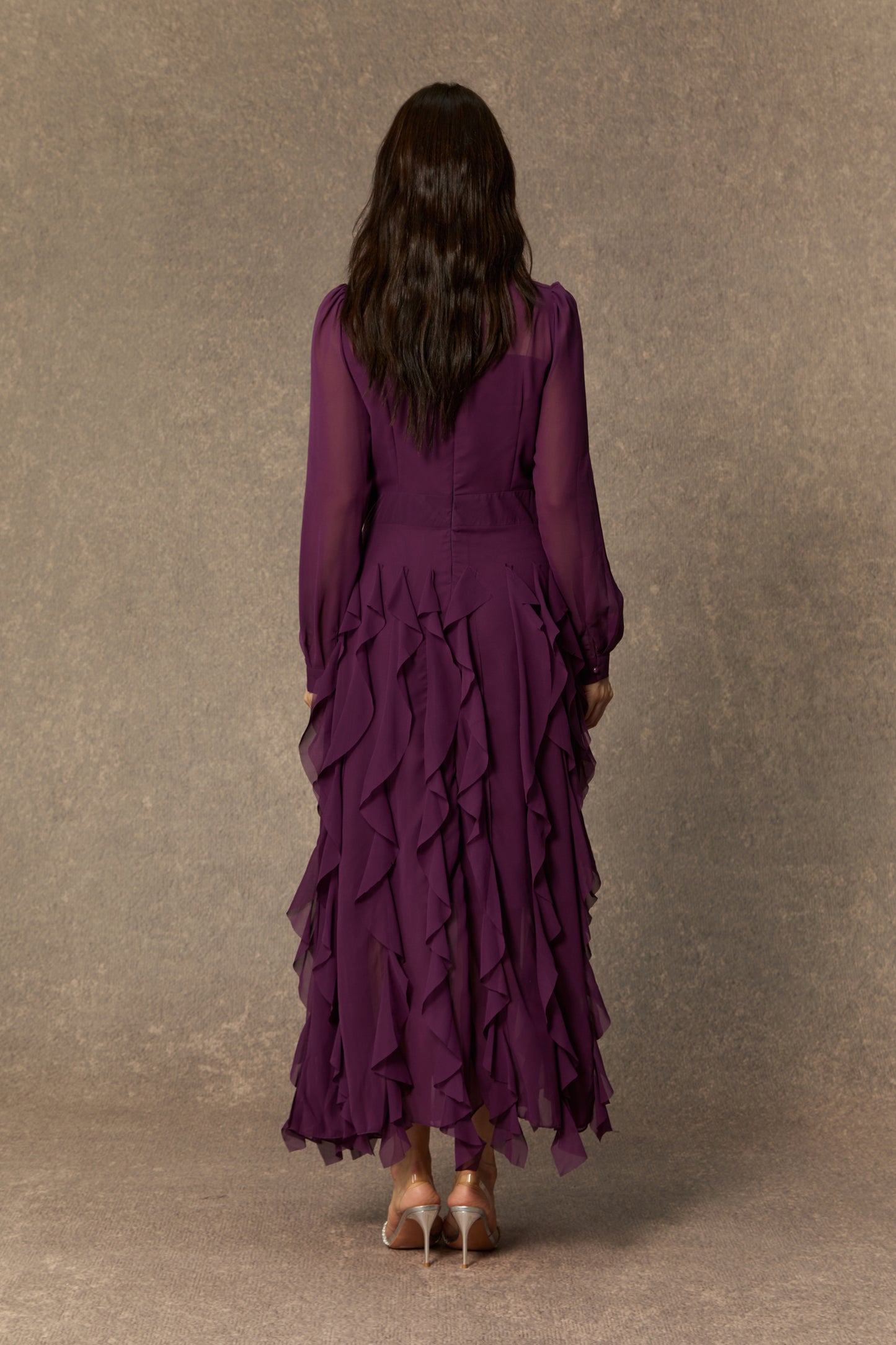 Ultimate Beauty Purple Bow Neck Tiered Ruffle Maxi Dress