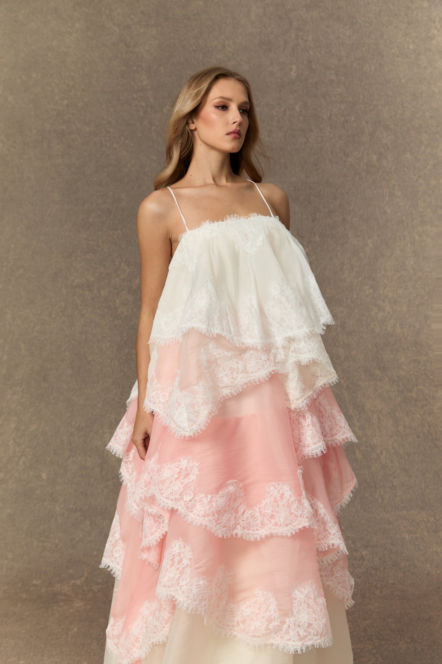 Endlessly Darling Pink Irregular Tiered Maxi Dress