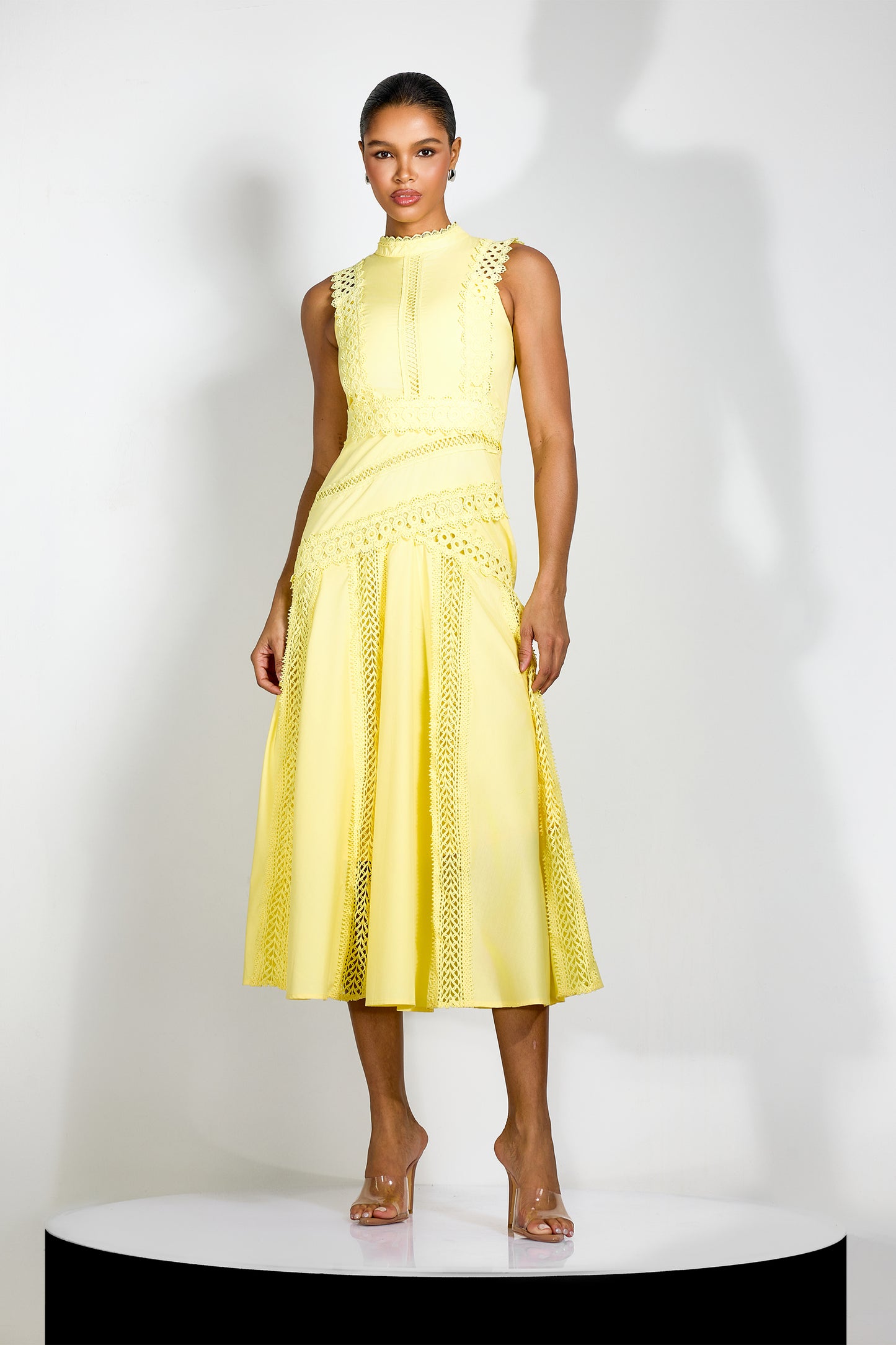 Diana Embroidered Lace Sleeveless Midi Dress