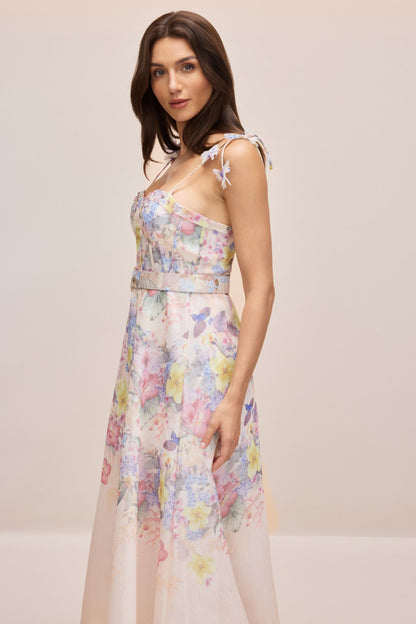 Tasha Floral Strap Corset Maxi Dress