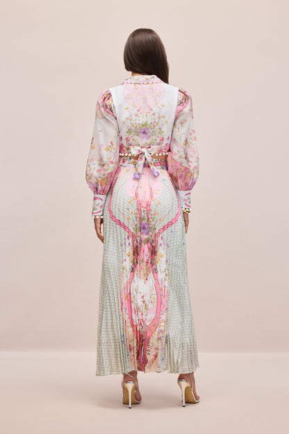 Regina Floral Print Crop Top & Pleated Skirt Set