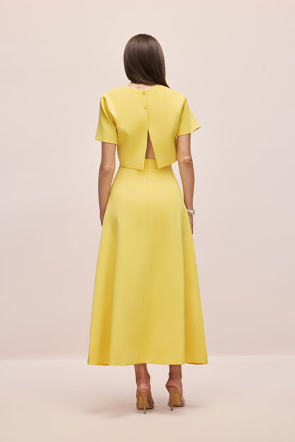 Angelica Floral Applique Short Sleeve Top & Skirt Set