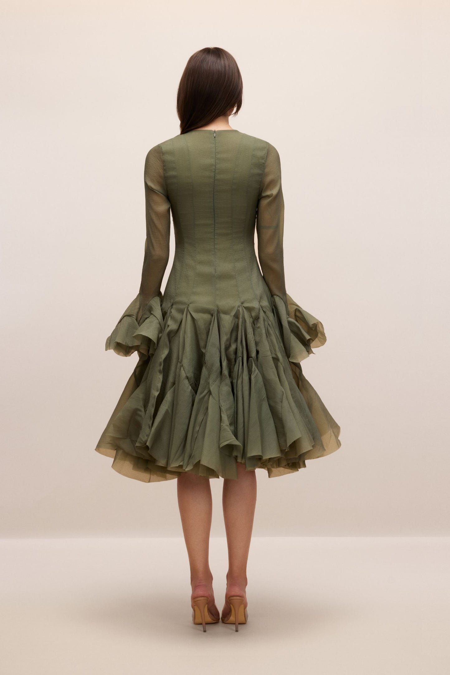 Gloria Long Sleeve Flared Hem Midi Dress