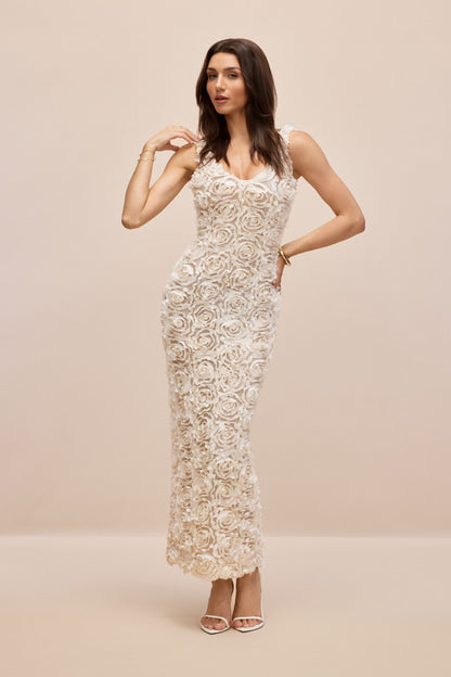 Venus Floral Applique Sleeveless Maxi Dress