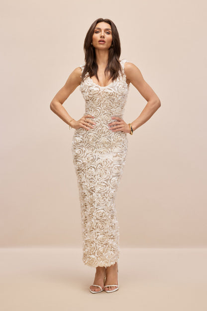 Venus Floral Applique Sleeveless Maxi Dress