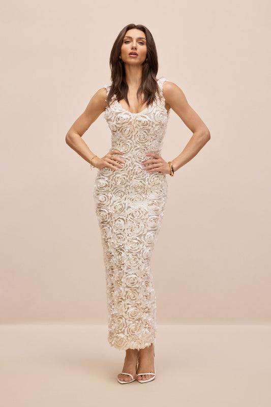 Venus Floral Applique Sleeveless Maxi Dress