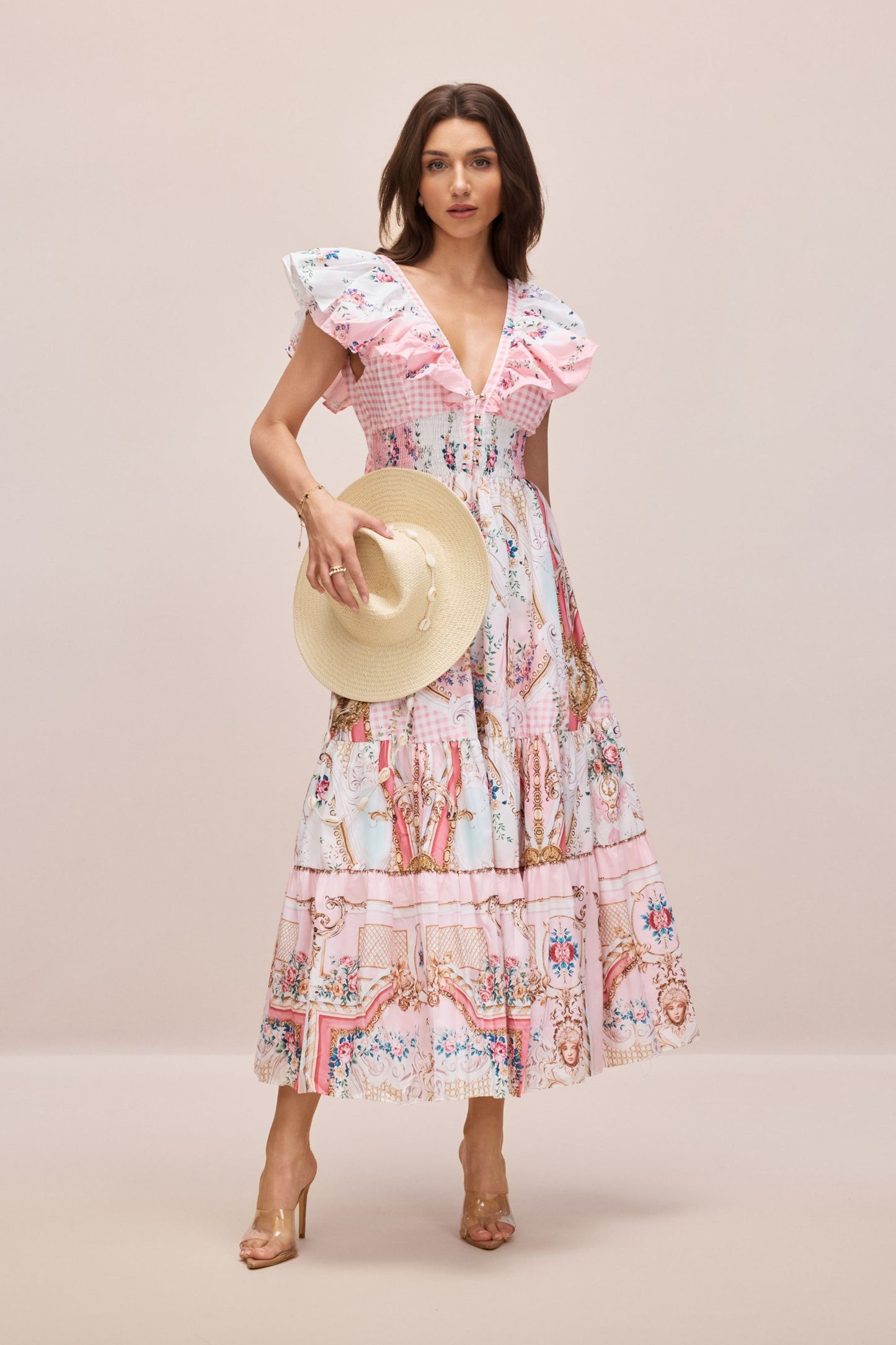 Julia Print V-neck Maxi Dress