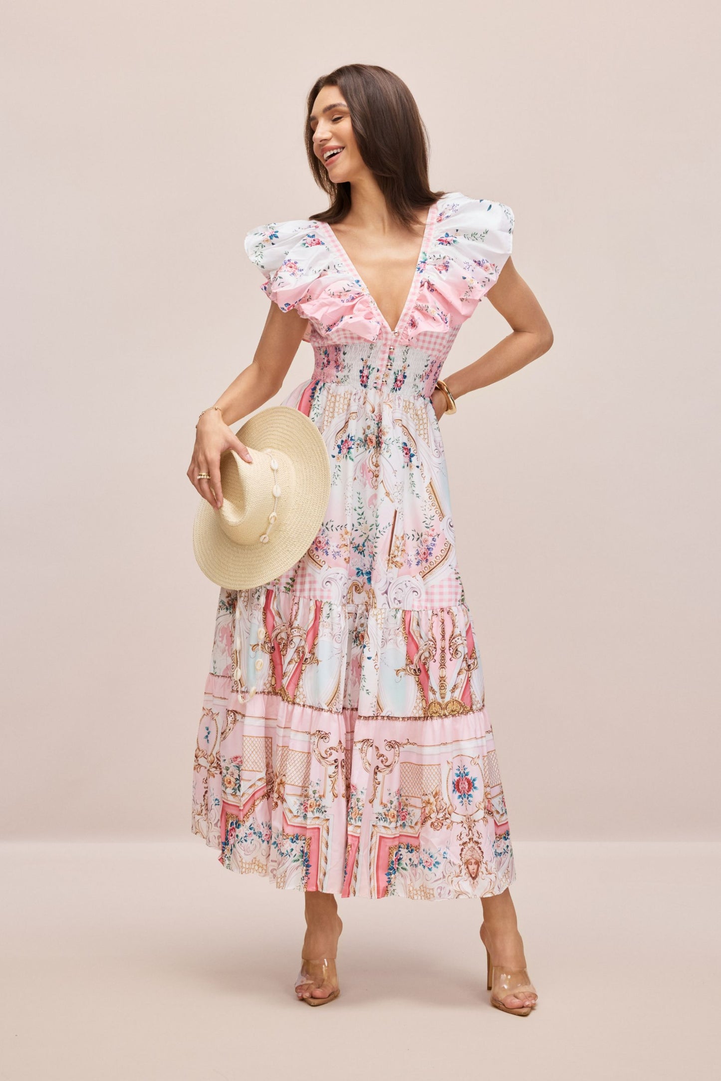 Julia Print V-neck Maxi Dress